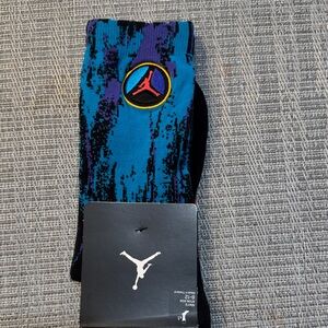 Jordan Crew Athletic Socks in Teal, Purple & Black